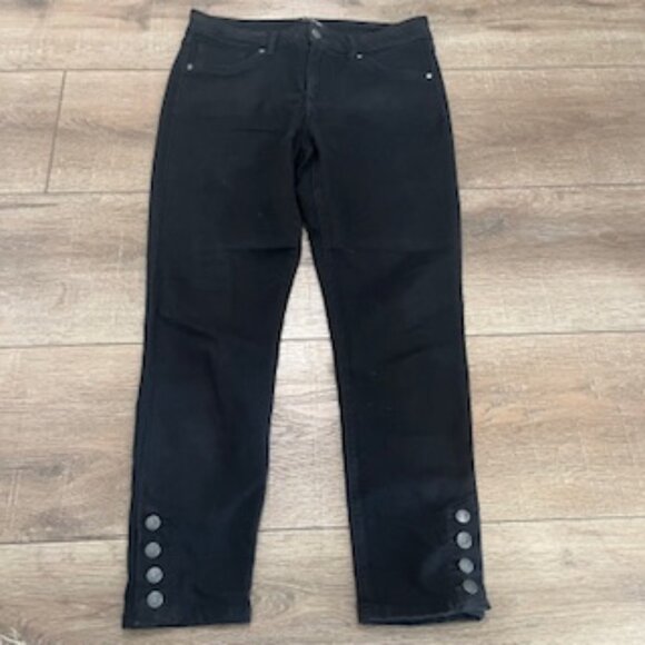 D. Jeans Black Mid Rise Jeans Women’s Size 8 Petite Button Ankle Detail - Picture 9 of 14